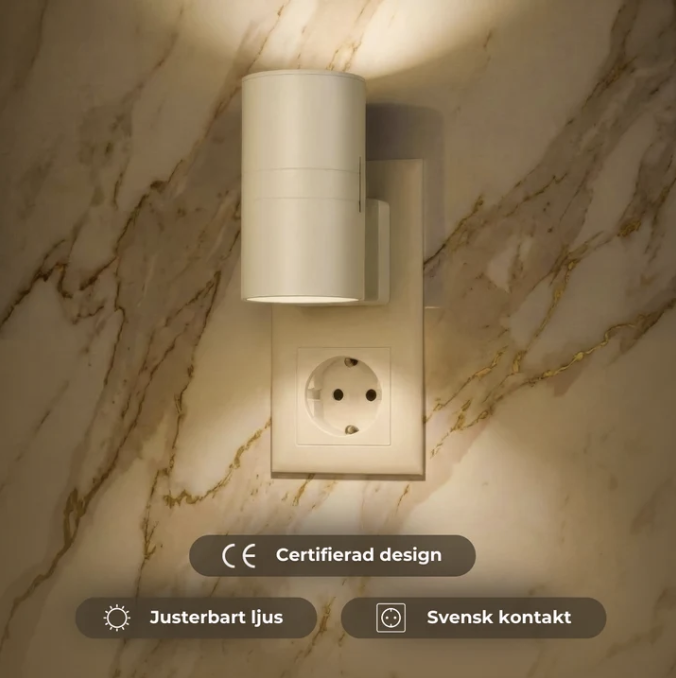 Luno LED-vägglampa i vitt inkopplad i vägguttag